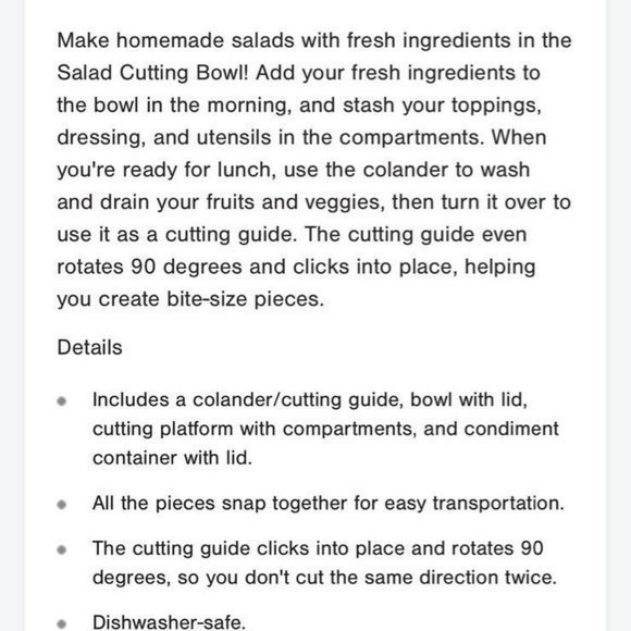 Pampered Chef Salad Cutting‎ Bowl - Picture 7 of 7